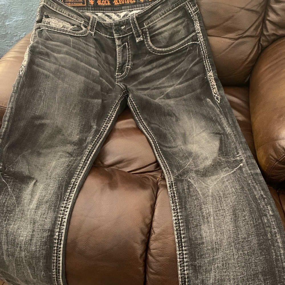 Black rock revival jeans